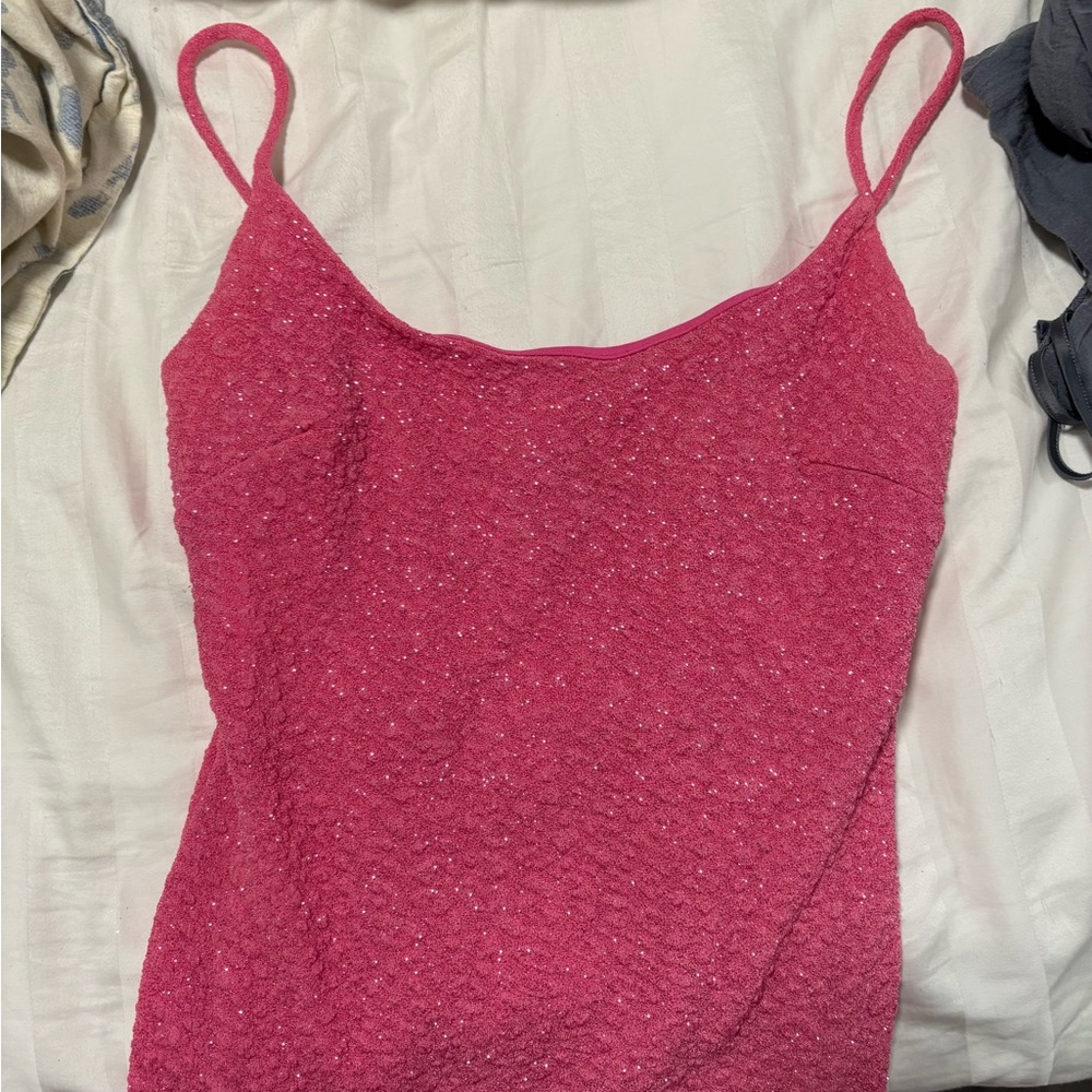 Windsor Hot Pink Scoop Neck Bodycon Mini Dress - Picture 3 of 4